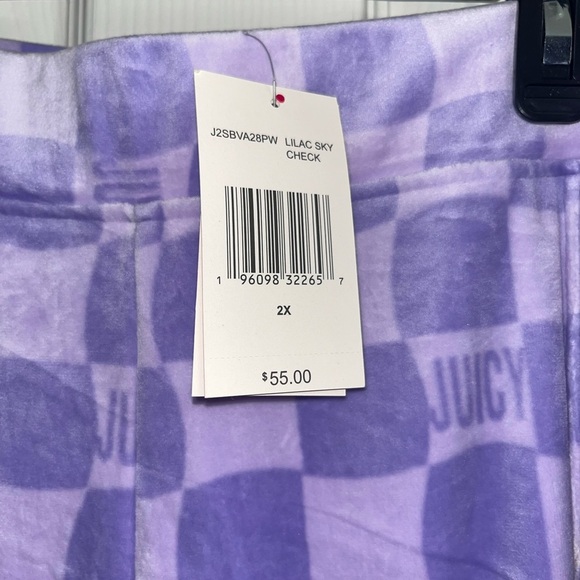 Juicy couture lilac checkered mid rise straight leg velour sweatpants - Picture 3 of 11